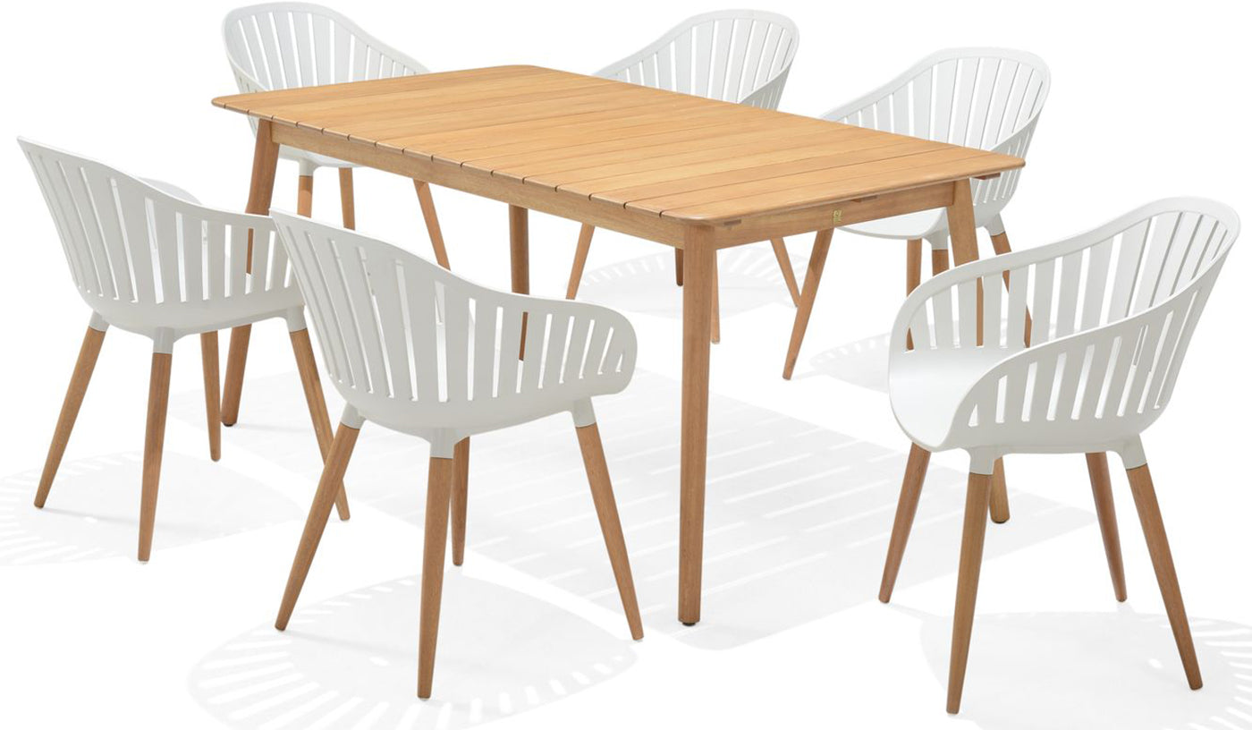 LifestyleGarden Nassau DuraOcean 6 Seat Rectangular Dining Set – Oatmeal