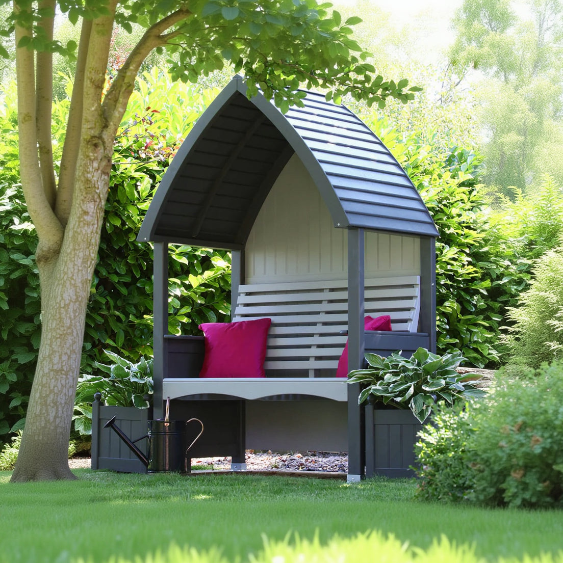 AFK Garden Products Cottage Arbour and Planter Set Charcoal and Stone