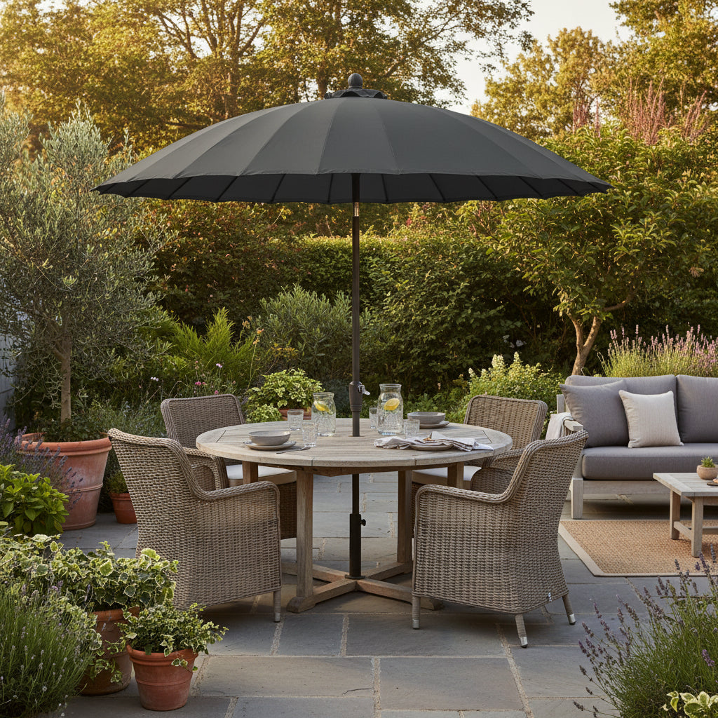 4 Seasons Outdoor Shanghai 3m Round Parasol Charcoal
