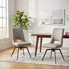 Carlton Furniture Pair of Parma Dining Chairs Upholstered in Truffle PU with swivel action seat and black metal legs