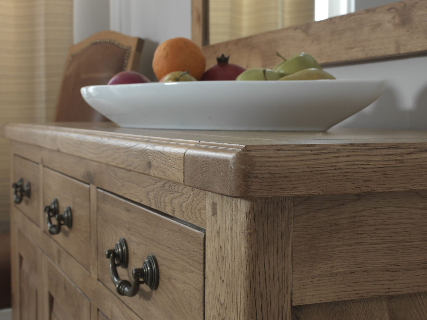 Carlton Furniture Rustic Manor Sideboard features 3 Drawers & 3 Cupboard Doors in a solid oak wood