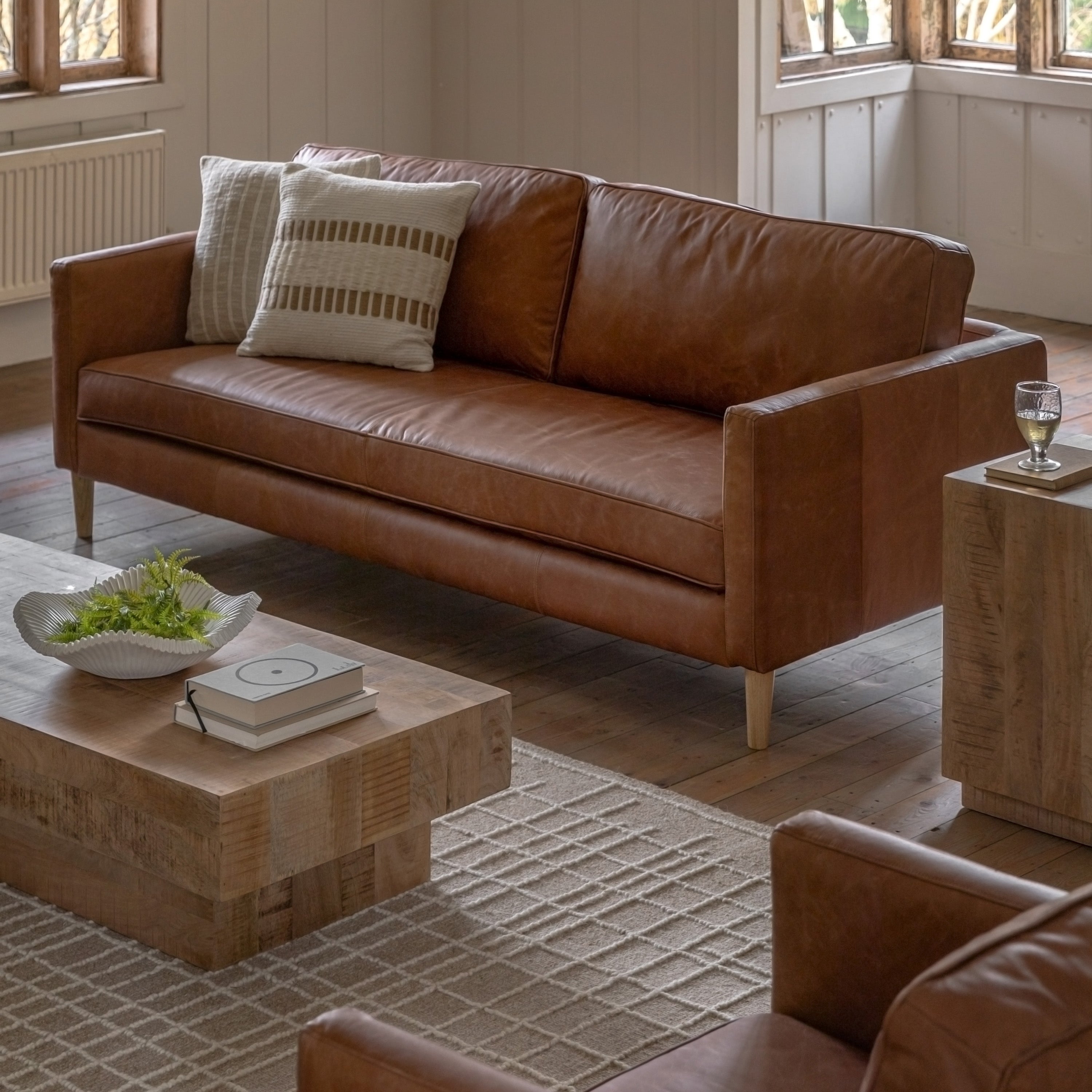 Gallery Direct Osborne 3 Seat Sofa | Vintage Brown Leather | Shackletons