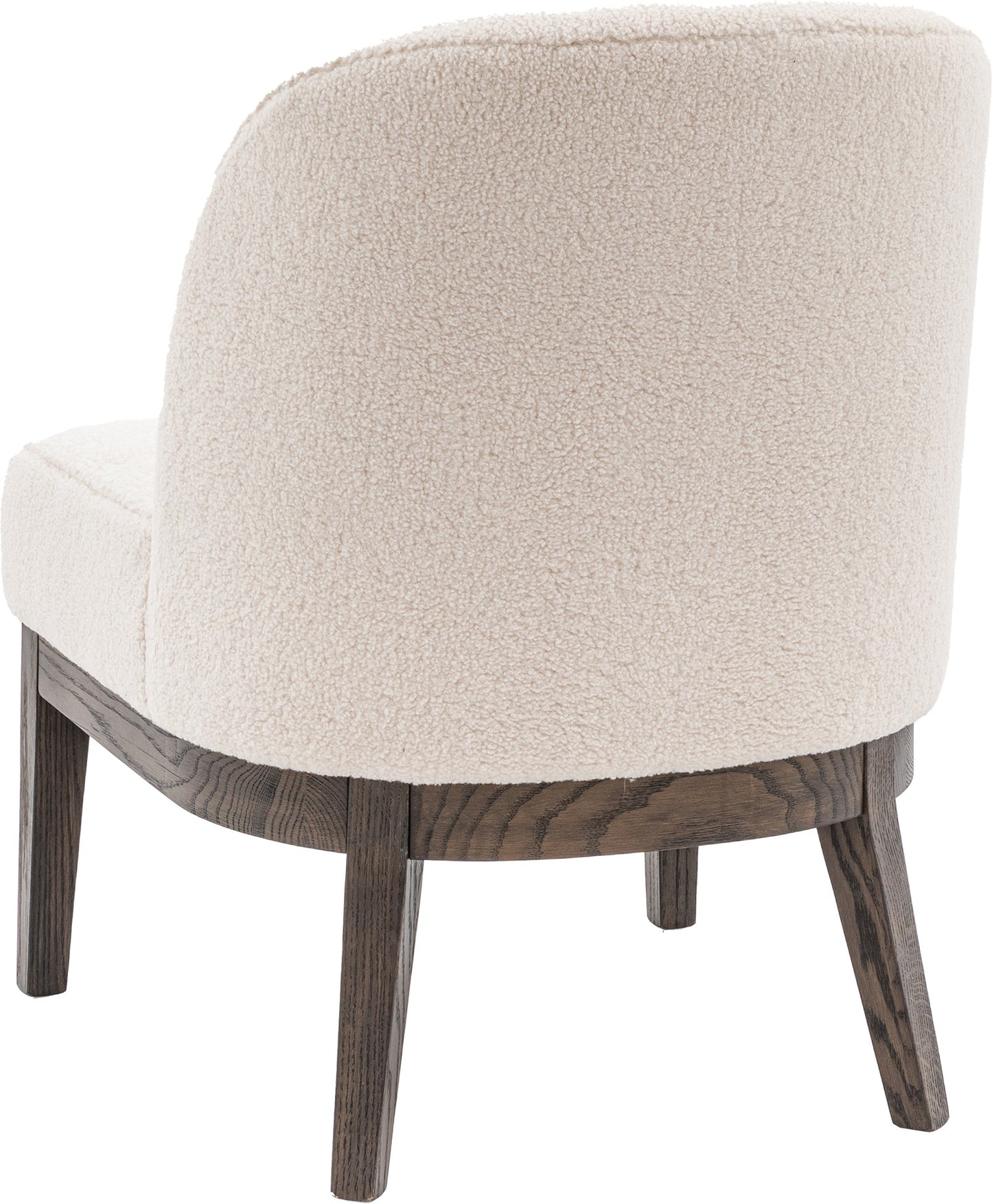 Gallery Direct Bardfield Accent Chair upholstered in a Vanilla boucle style fabric with dark oak wood legs