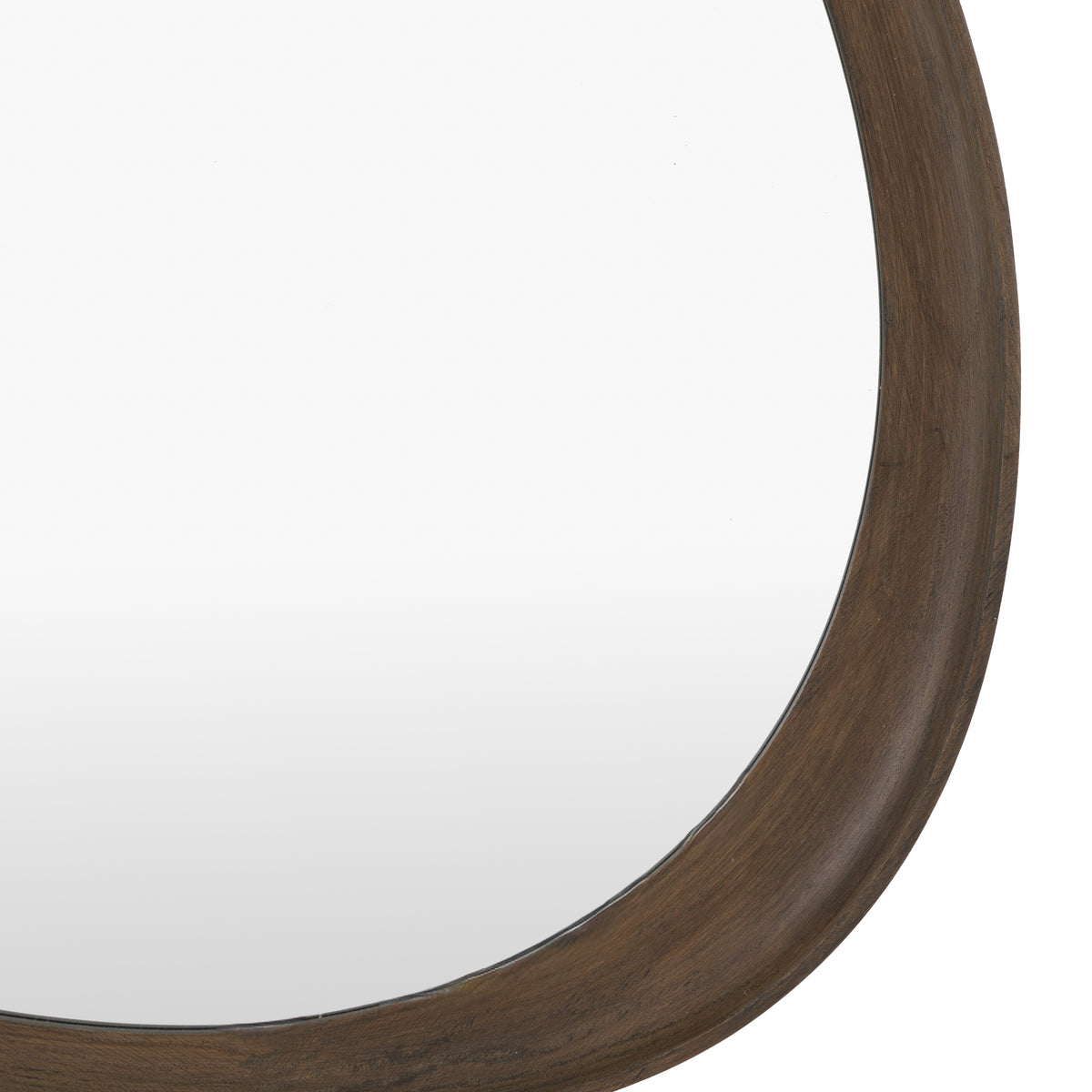 Gallery Direct Copenhagen Pebble Mirror Walnut, close-up of the mirror and frame details