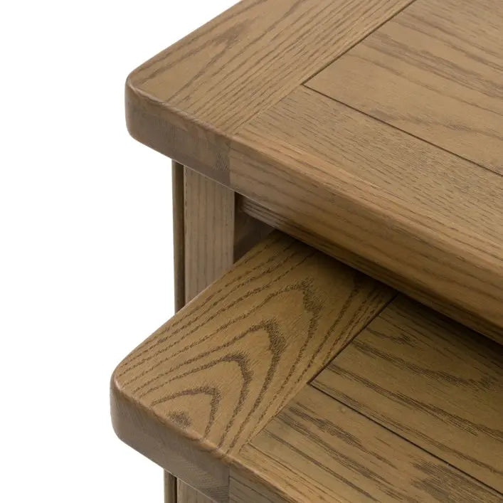 Gallery Direct Hardwick Nest of 2 Tables crafted from solid oak woods and veneers with a warm natural finish