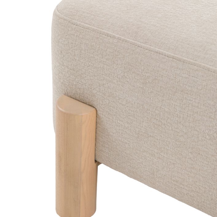 Gallery Direct Husby Footstool in Willow Dusty natural coloured fabric with a light wood base