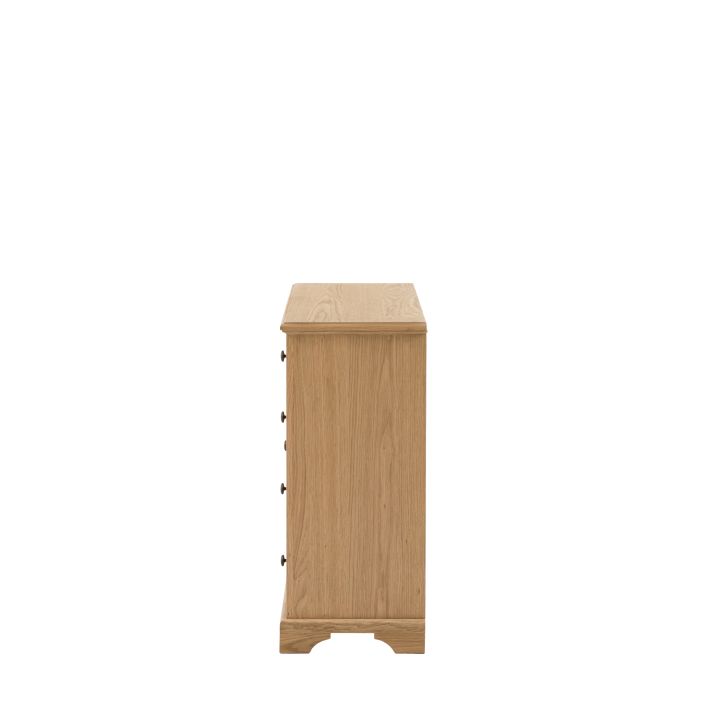 Gallery Direct Malvern 1 Door 4 Drawer Sideboard constructed from warm oak solids and veneers with wood grain effect and metal handles