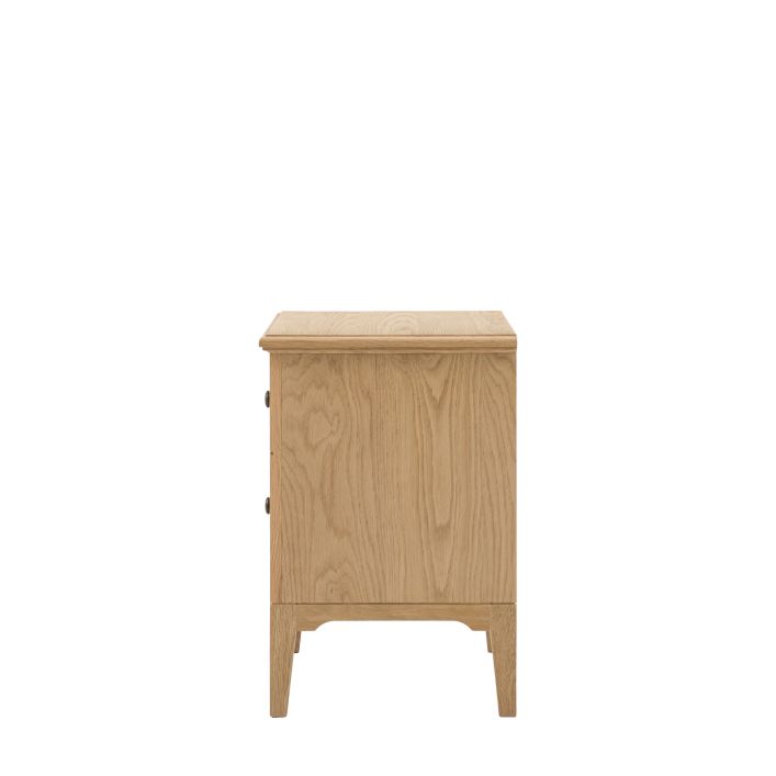 Gallery Direct Malvern 2 Drawer Bedside Table is made from premium oak solids and quality veneers with a natural wood-grain pattern