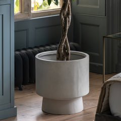 Gallery Direct Oria Footed Outdoor Planter White, styled in a supplier lifestyle setting