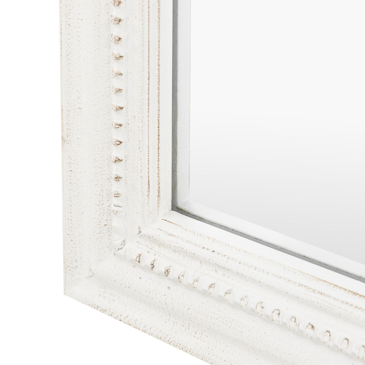 Gallery Direct Shoreline Arch Leaner Mirror White, close-up of the mirror and frame details