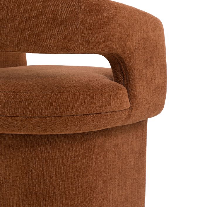 Gallery Direct Sloane Dining Chair in Rust colour has a curved backrest, padded seat and one piece base for a distinctive dining aesthetic