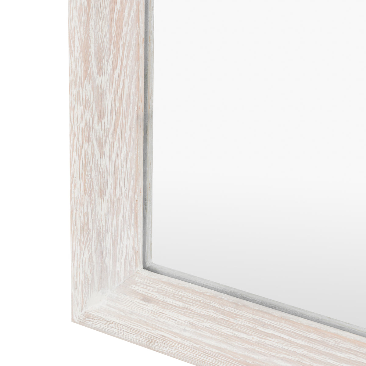 Gallery Direct Stockholm Overmantle Mirror Limed Oak, close-up of the mirror and frame details