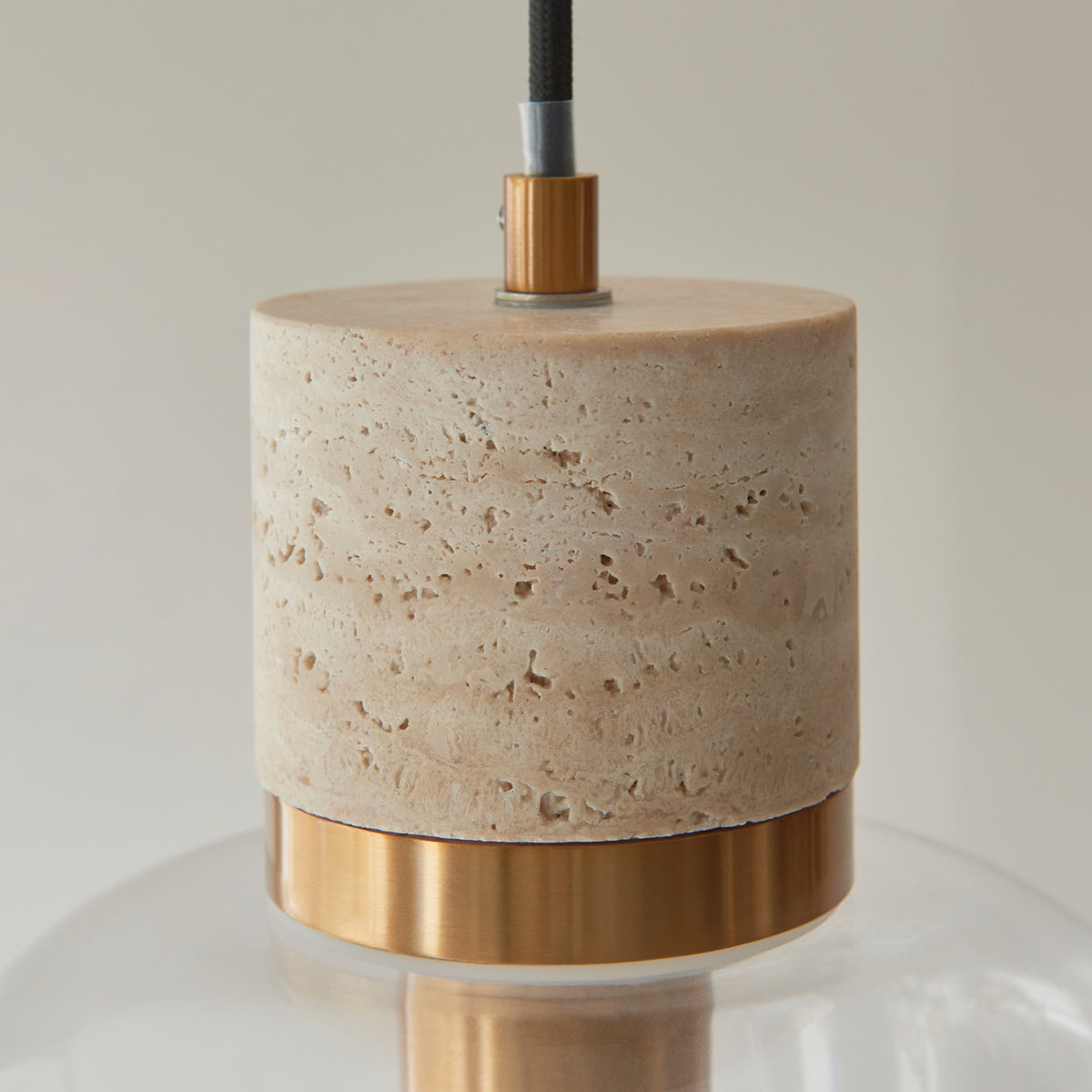 Gallery Direct Travi 1 Pendant Light Natural Travertine, close-up of the finish and design