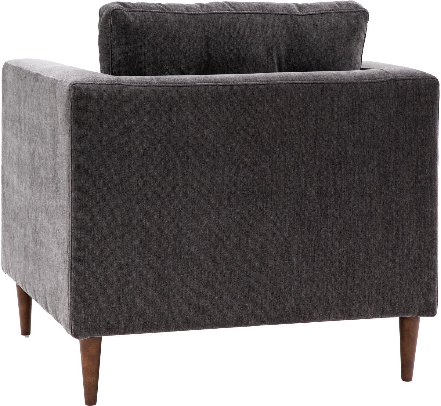Gallery Direct Whitwell Armchair in Charcoal upholstery with a distinctive block style frame with tapered wooden legs