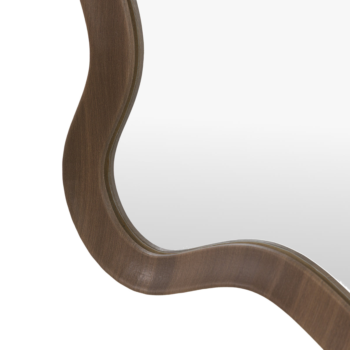 Gallery Direct Wiggle Leaner Mirror Walnut, close-up of the mirror and frame details