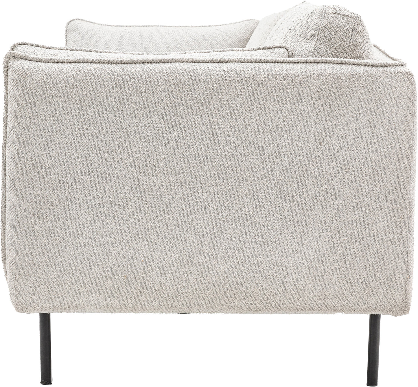 Gallery Direct Wigmore 3 Seater Sofa has a slim framed design upholstered in a Natural boucle style fabric, with black metal legs