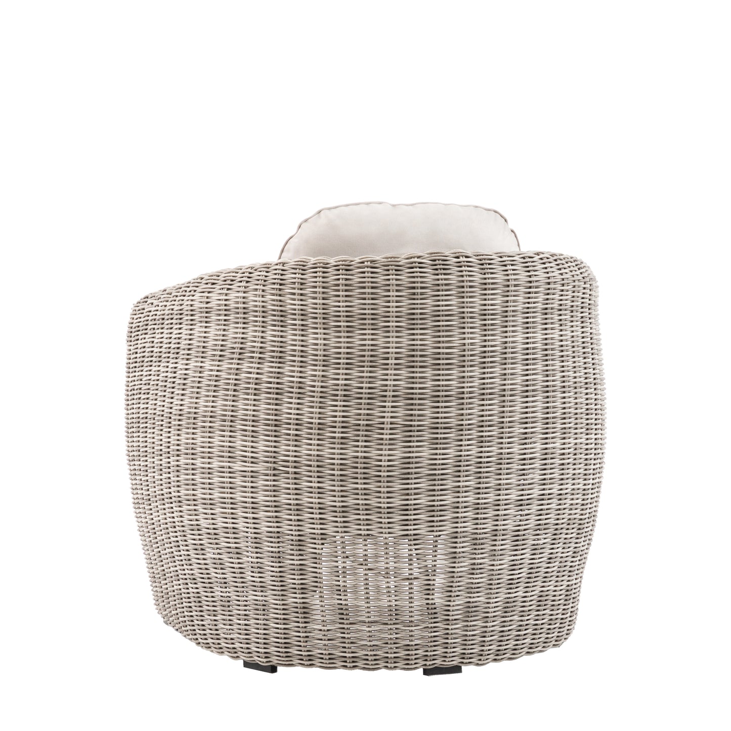 Gallery Garden Positano Armchair with a curved design, crafted from resilient woven plastic wicker for durability