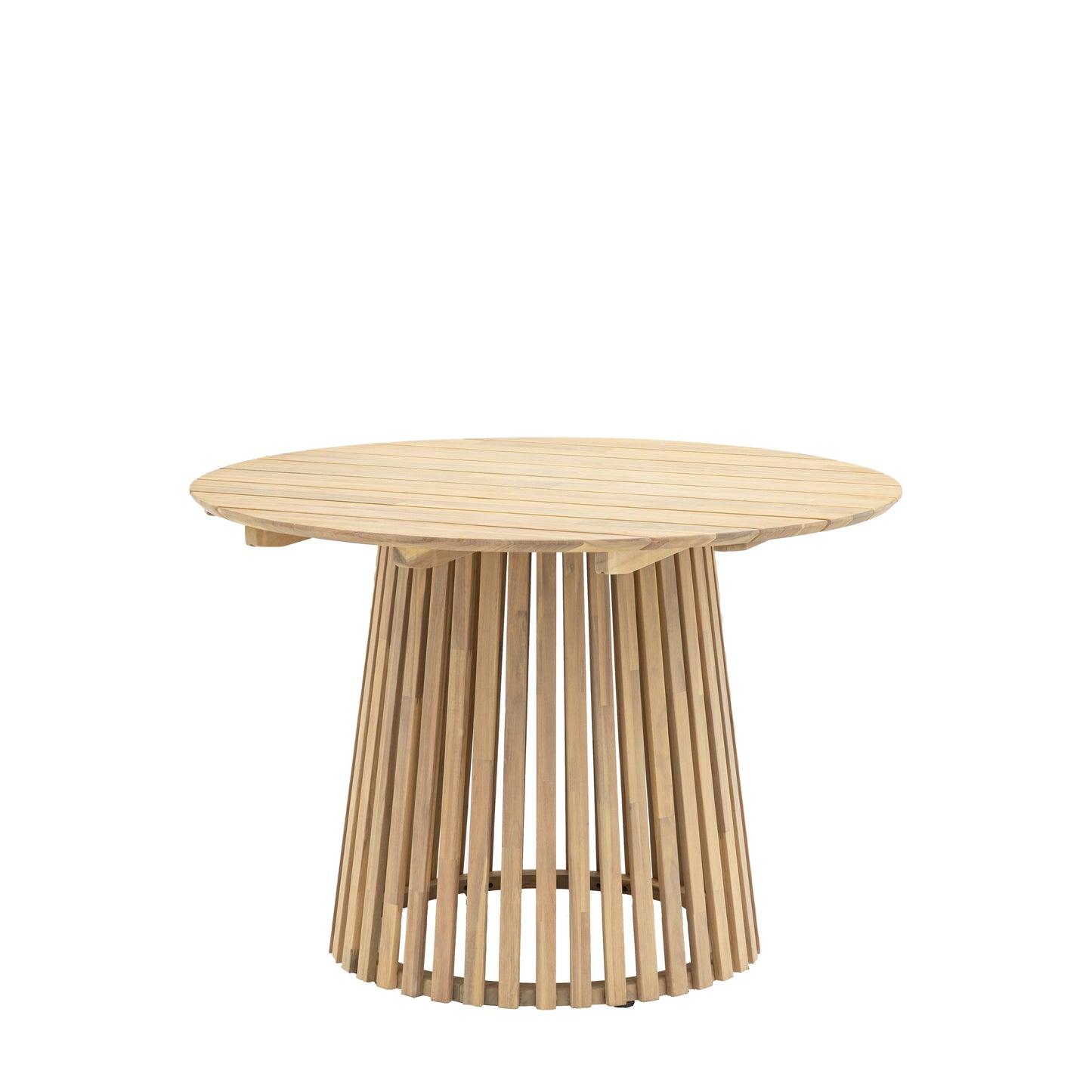 Gallery Garden Rialto Round 4 Seater Dining Table with slatted wood top and circular slatted wood base