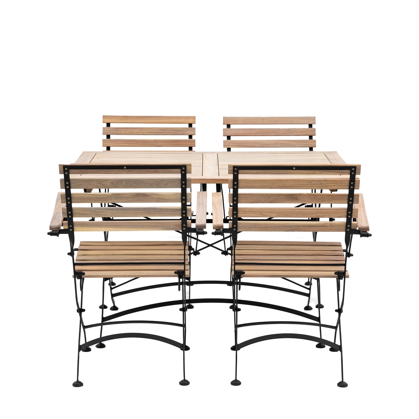 Gallery Garden Valetta Folding 4 seater Dining Set features a rectangular table with slatted table top and 4 matching chairs, all fold away for easy storage