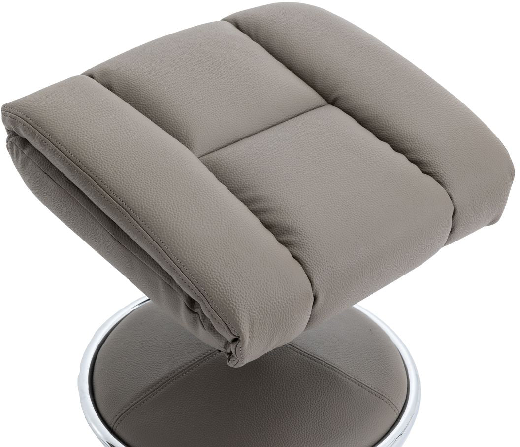 Global Furniture Alliance Biarritz Swivel Recliner Chair in plush Grey faux leather with a matching footstool