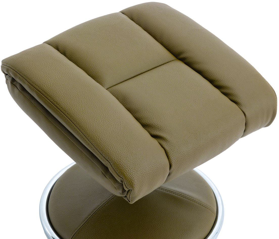 Global Furniture Alliance Biarritz Swivel Recliner Chair and footstool in Olive Green plush faux leather