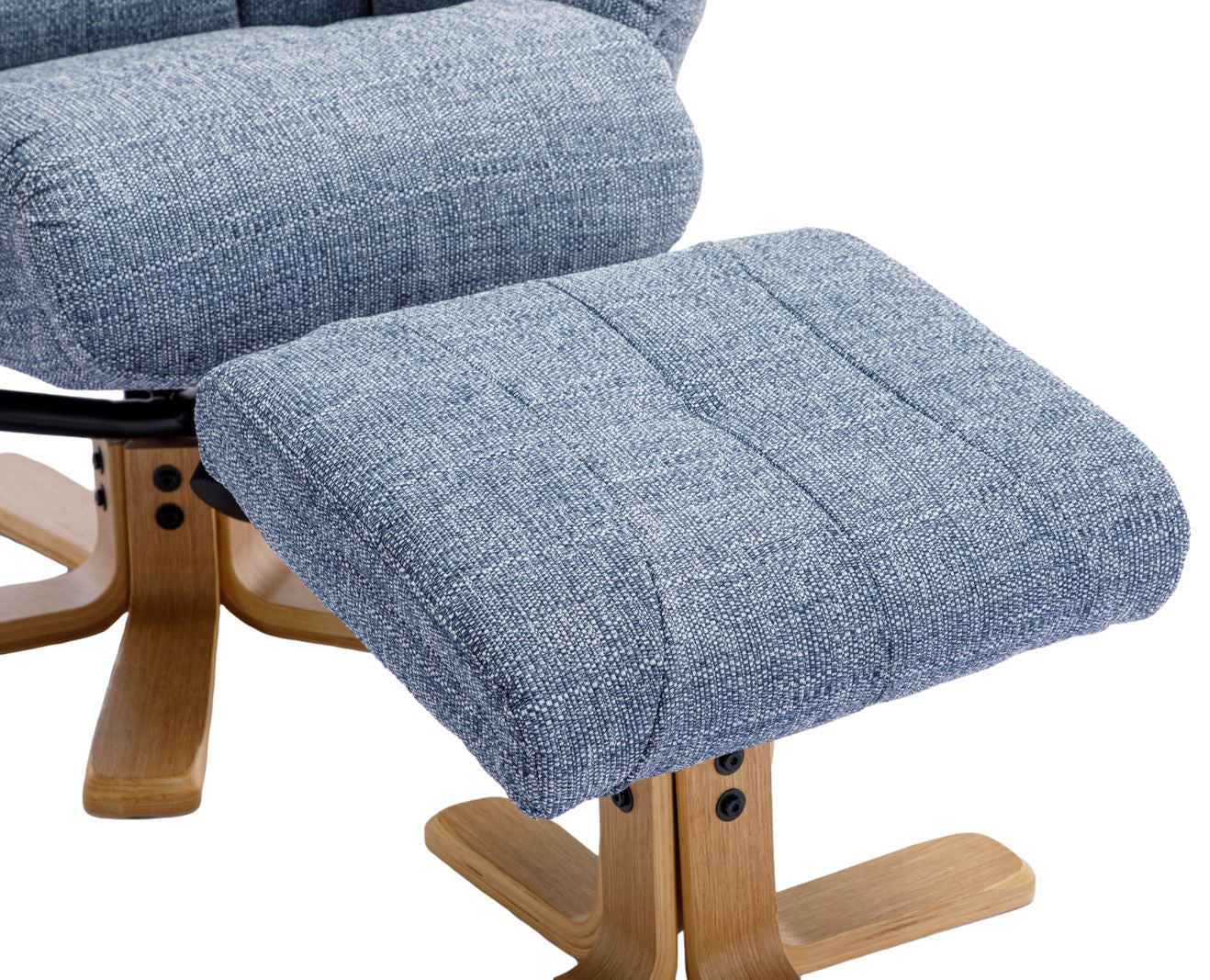 Global Furniture Alliance Dubai Chair and matching footstool in Lisbon Marine blue fabric