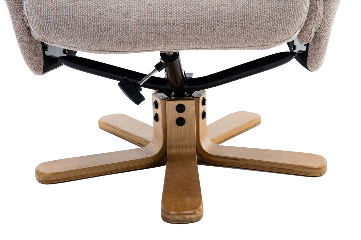 Global Furniture Alliance Dubai Swivel Recliner Chair in Lisbon Wheat colour with a light wooden base