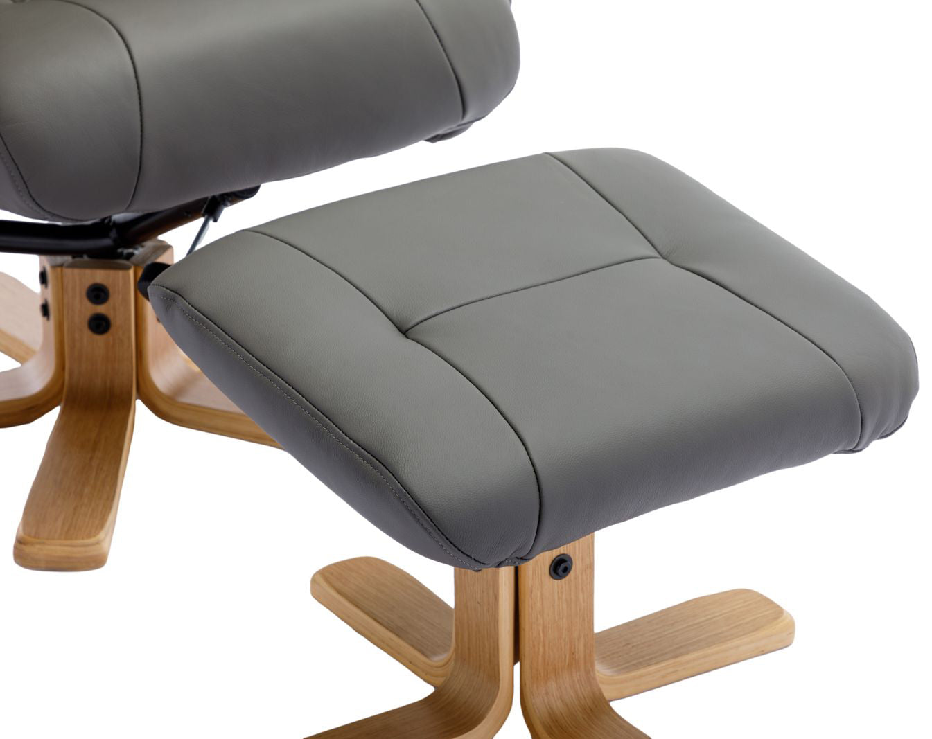 Global Furniture Alliance Hawaii Swivel Recliner Chair in Cinder Leather has a matching footstool