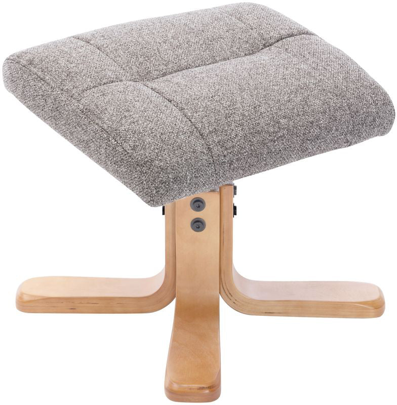 Global Furniture Alliance Marseille Chair and matching footstool in Fossil Fabric with light wooden base