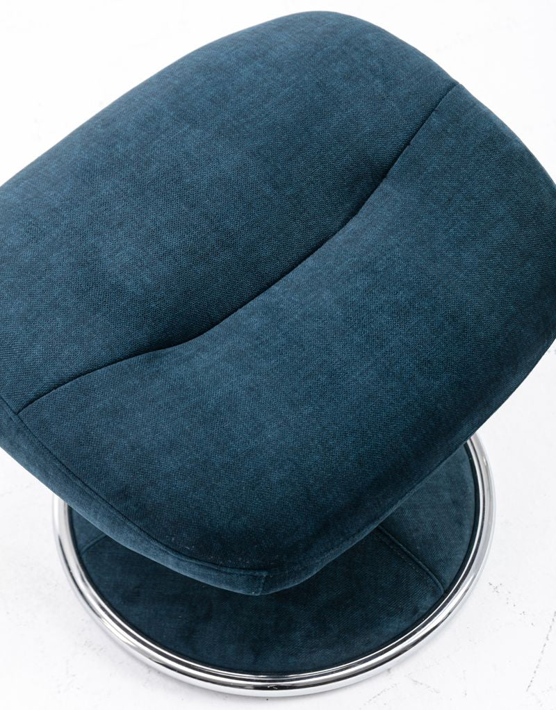 Global Furniture Alliance Paddington Chair and Footstool in Deep Sea blue colour fabric with metal base
