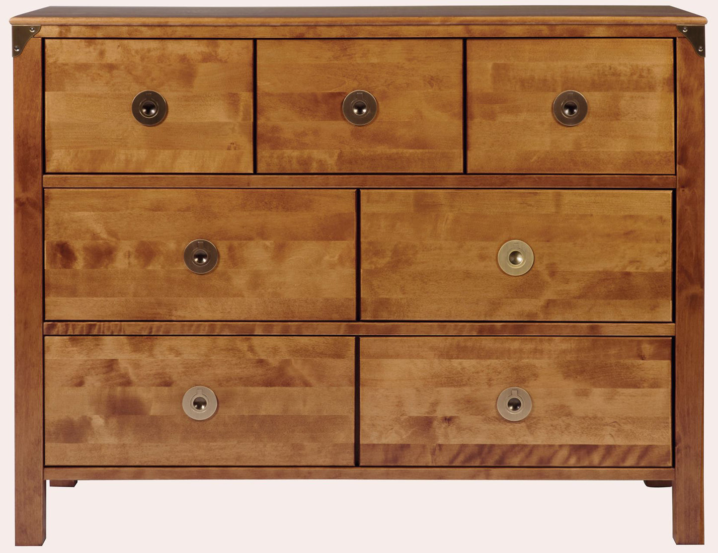 Laura Ashley Balmoral 3 over 4 Drawer Chest in Honey with brass handles and corner bracket details