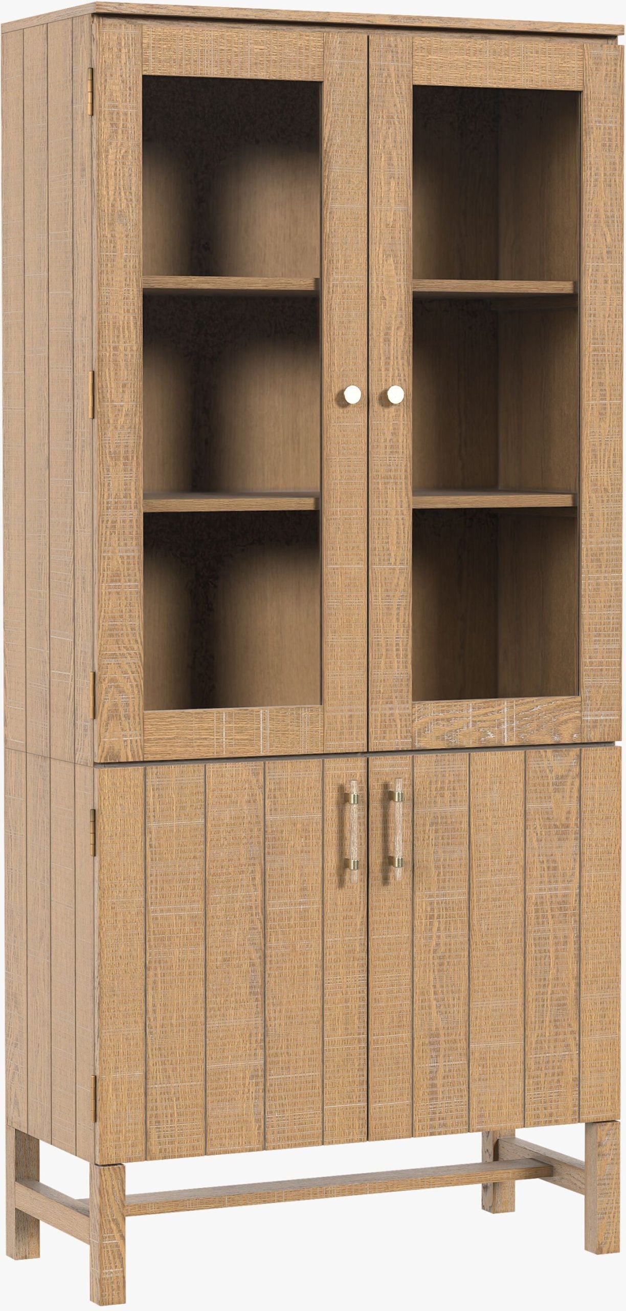 Laura Ashley Braystone 4 door solid oak display cabinet with glazed doors and white washed effect finish