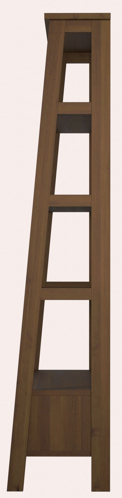 Laura Ashley Garrat chestnut ladder-style shelving unit with four tiers and a single drawer in antique-inspired wood finish.