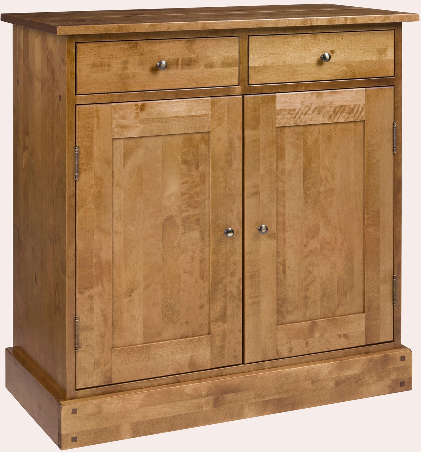 Laura Ashley Garrat Honey 2 Door 2 Drawer Narrow Sideboard made from solid birch wood with 2 top drawers and 2 cupboard doors with internal storage and metal handles