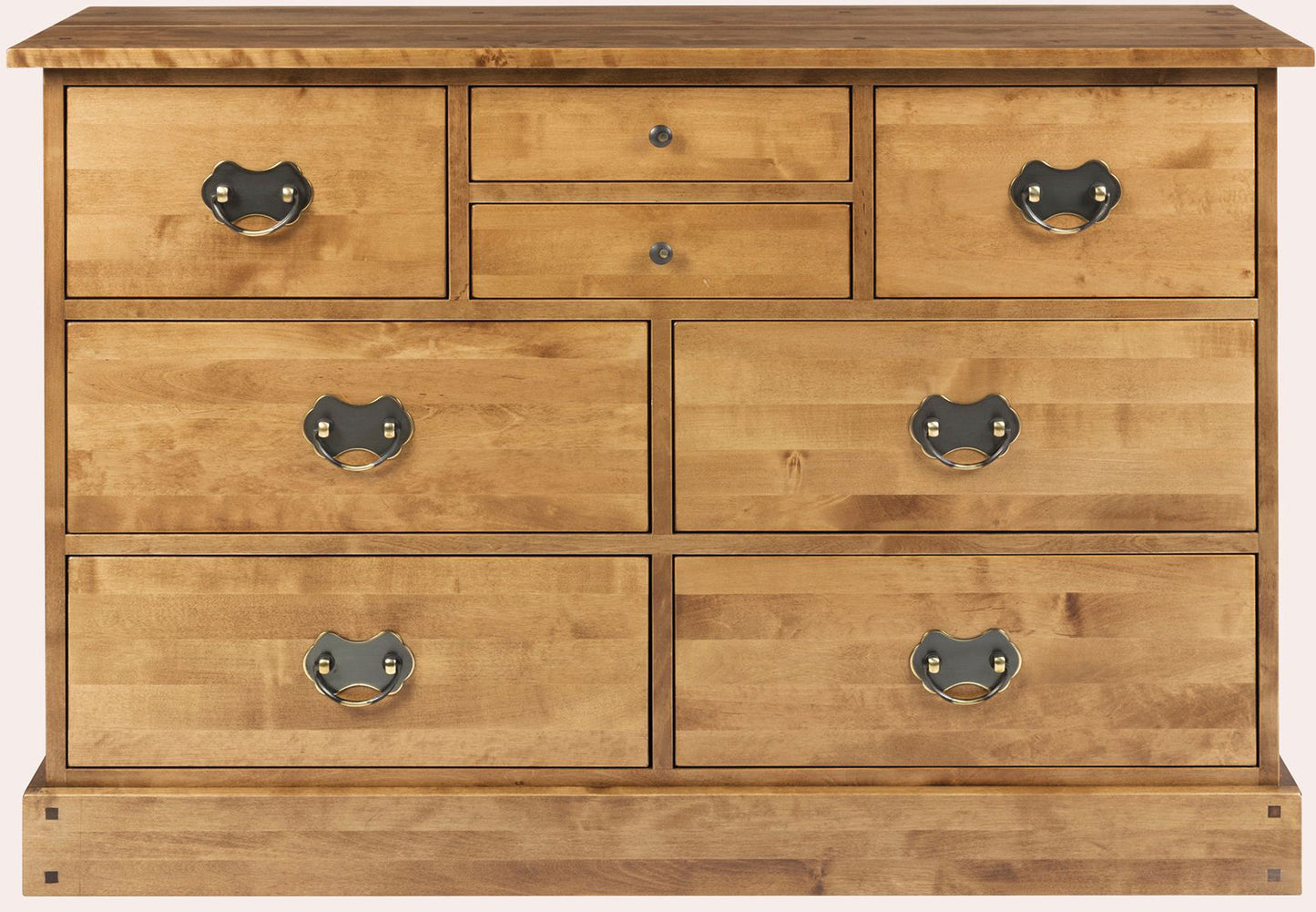 Laura Ashley Garrat Honey 4+4 Drawer Chest features 8 various sized drawers with metal handles in a warm honey birch wood finish