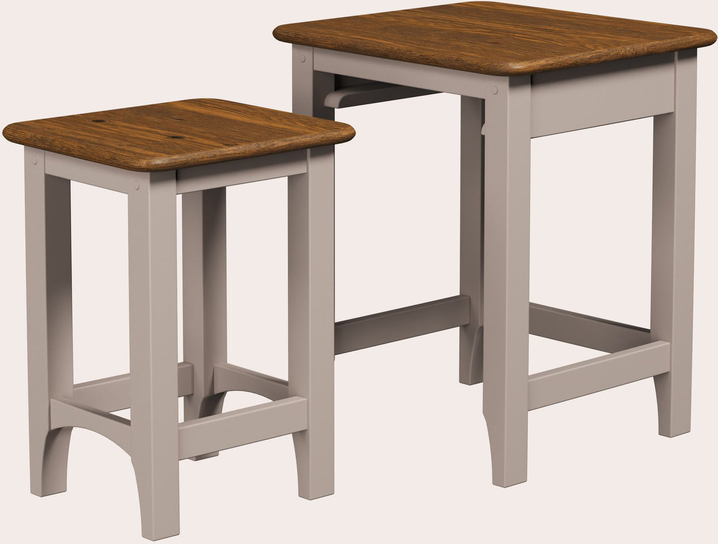 Two wooden side tables from the Laura Ashley Hapton range with a brown top and soft truffle coloured legs