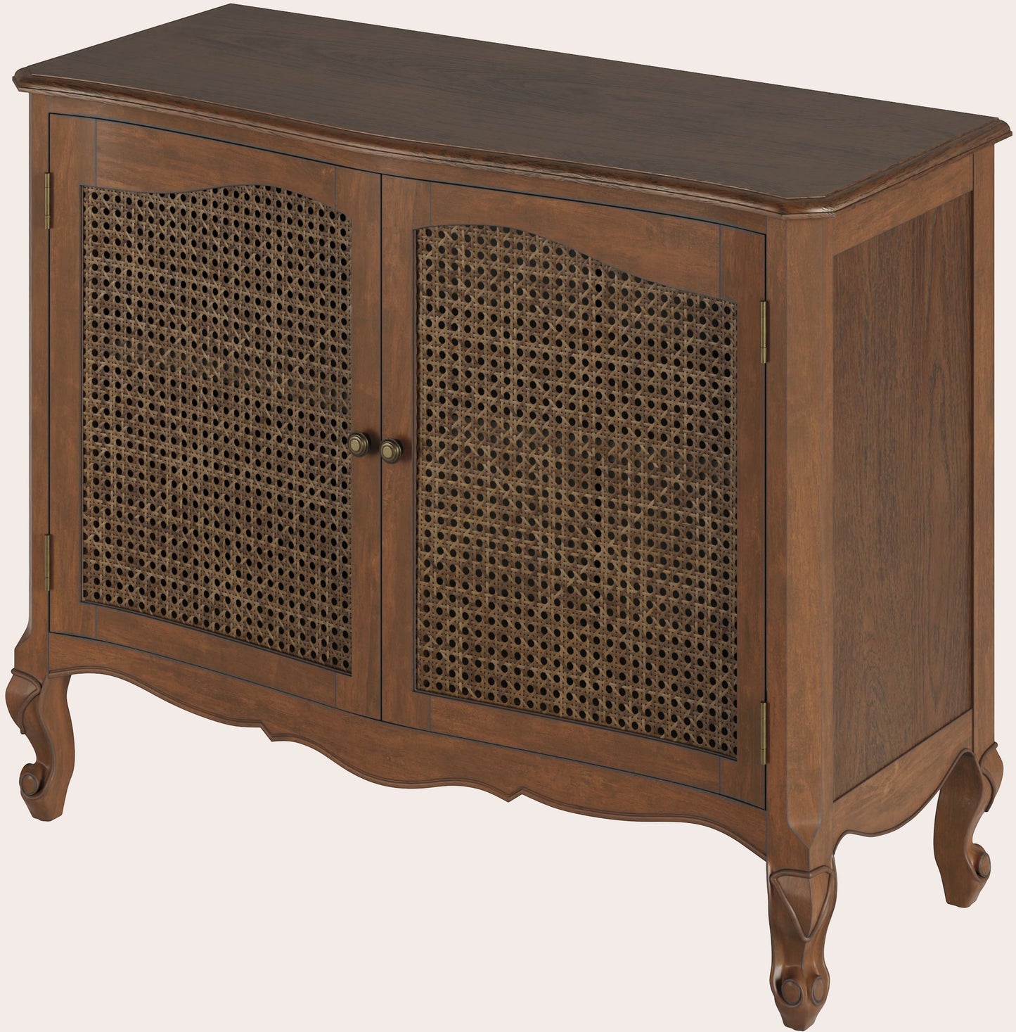 Laura Ashley Montpellier 2 Door Sideboard in Walnut with rattan panelled doors and cabriole legs