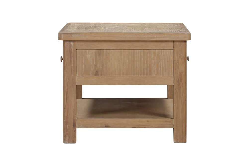 Papaya Foxington Coffee Table in solid natural oak wood with 2 Drawers that can be accessed from either side and a shelf underneath