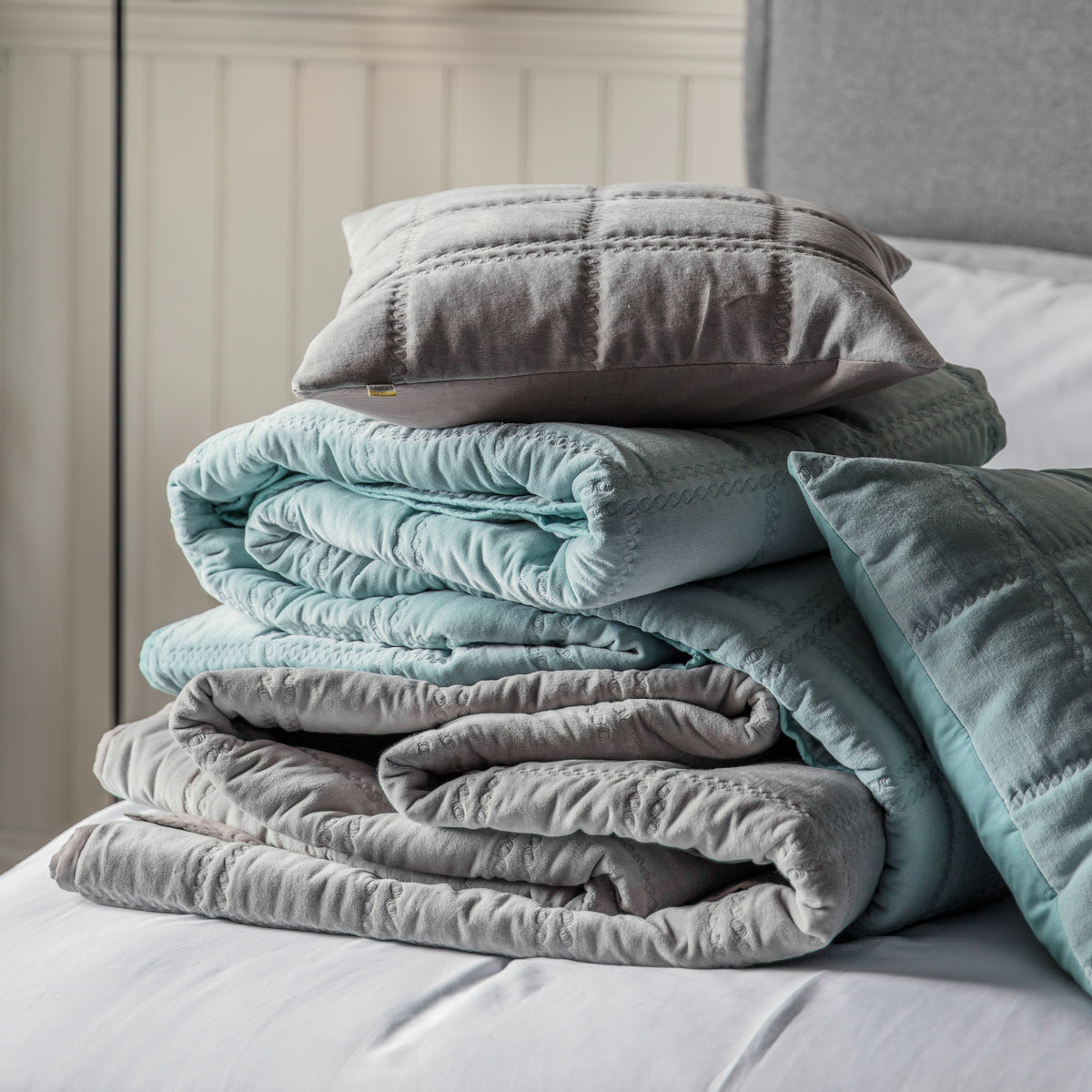 Gallery Direct Quilted Cotton Velvet Bedspread Grey - image 4