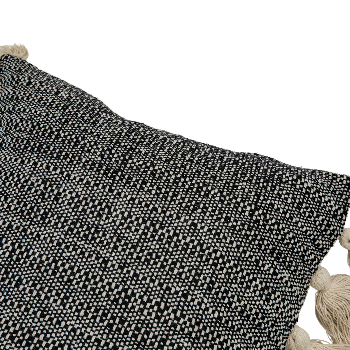 Gallery Direct Woven Cushion with Tassels Black Poly Filled - image 7