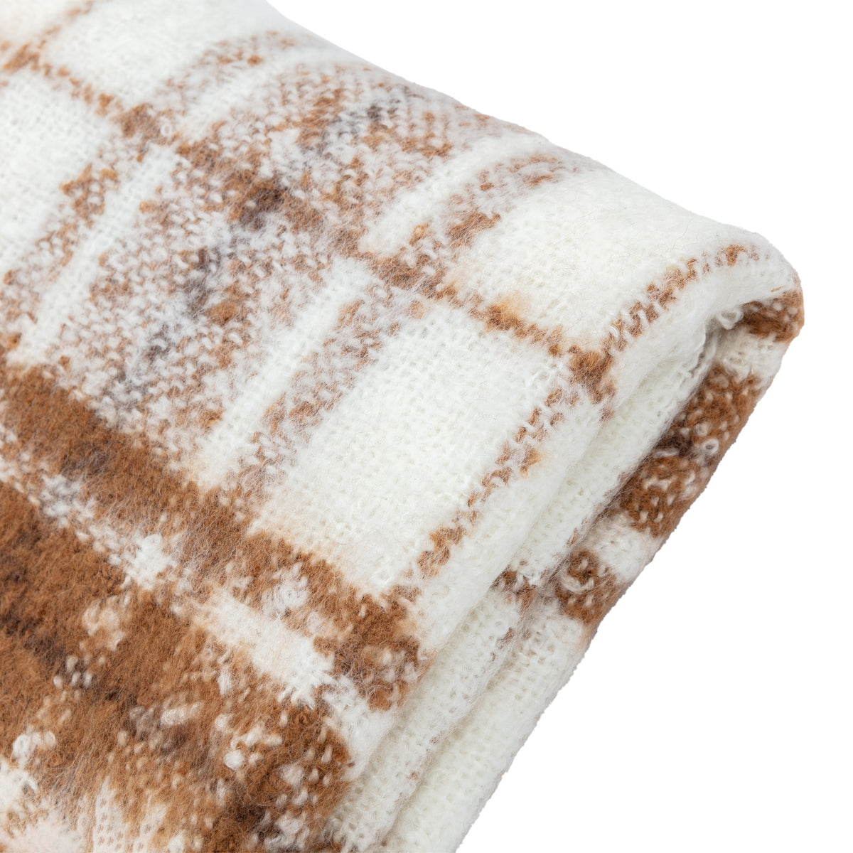 Gallery Direct Check Faux Mohair Throw Tan - image 8