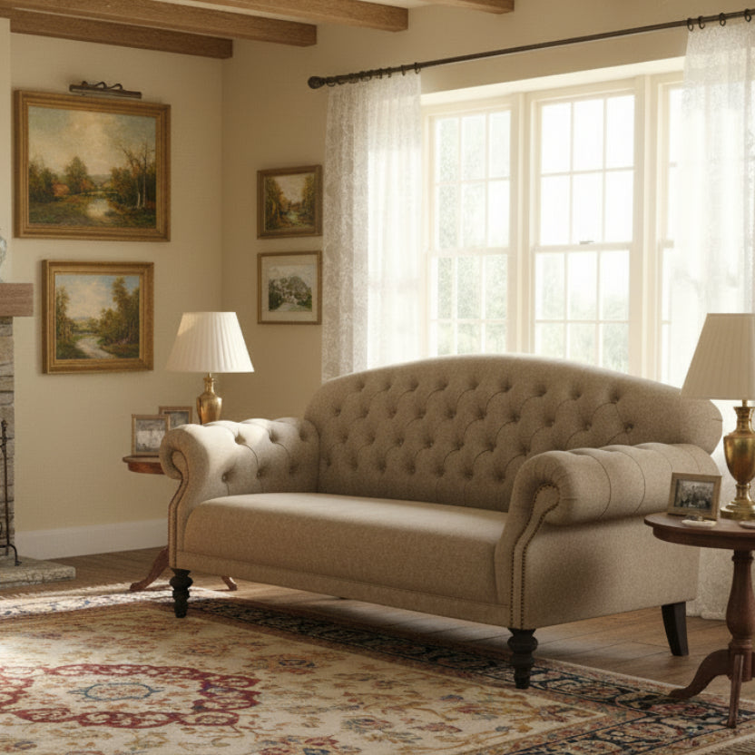 Tetrad Arbroath Petit Sofa Harris Tweed | Compact Chesterfield ...