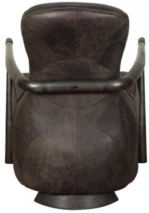 The Vintage Sofa Company Broadway Snug Chair features premium dark brown leather upholstery with a bold black metal frame and arms