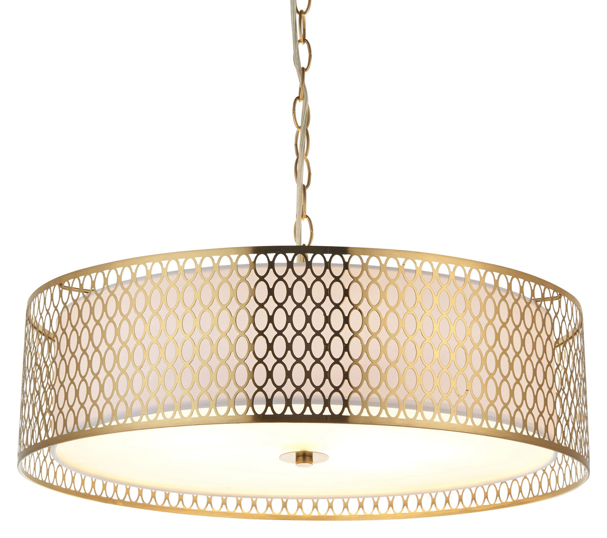 Gallery Direct Cordero Pendant Light Gold/White, complete product view on a white background