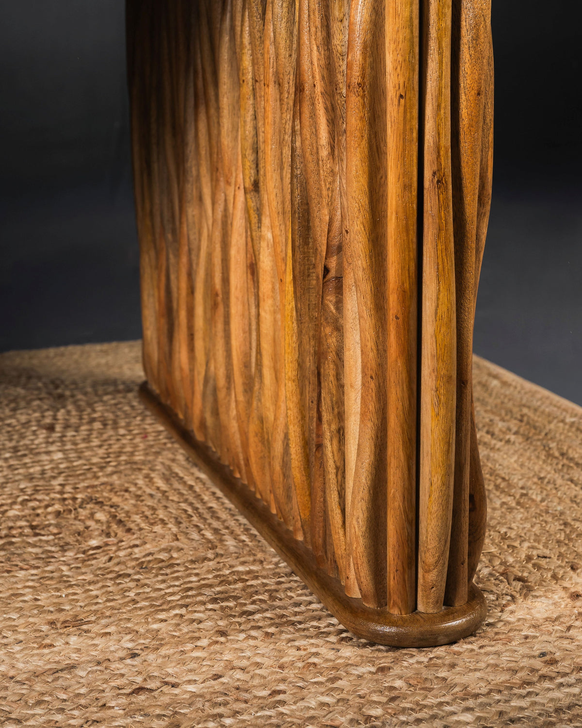 Carlton Furniture Branch - Wooden Dining Table — sculpted timber pedestal detail