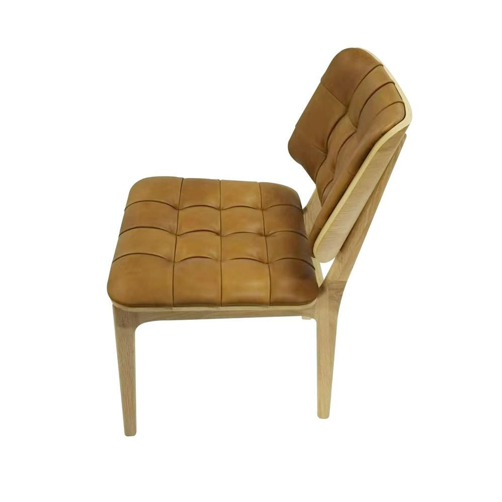 Carlton Furniture Pair of Boden Chairs upholstered seat and back in Tan Leather Bianco oil legs — product view