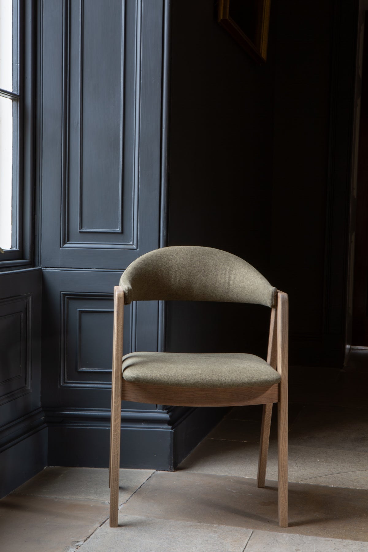 Carlton Furniture Pair of Ossby Chairs in Hunter Green Fabric with Grey Oiled Legs — lifestyle setting