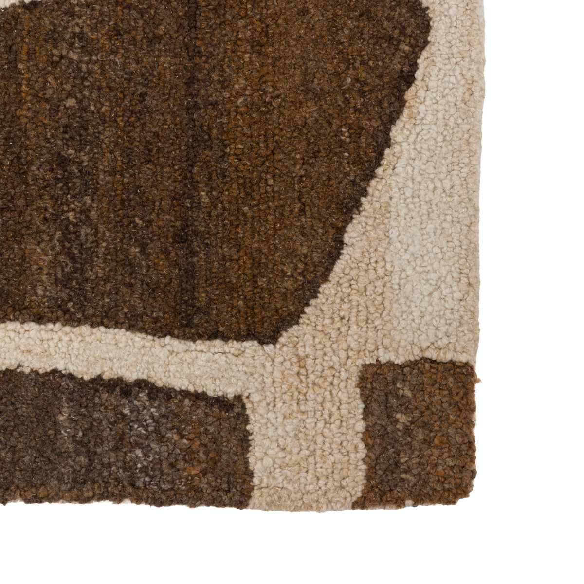 Gallery Direct Luma Geo Rug Sand Brown - corner and edge showing woven texture and finishing