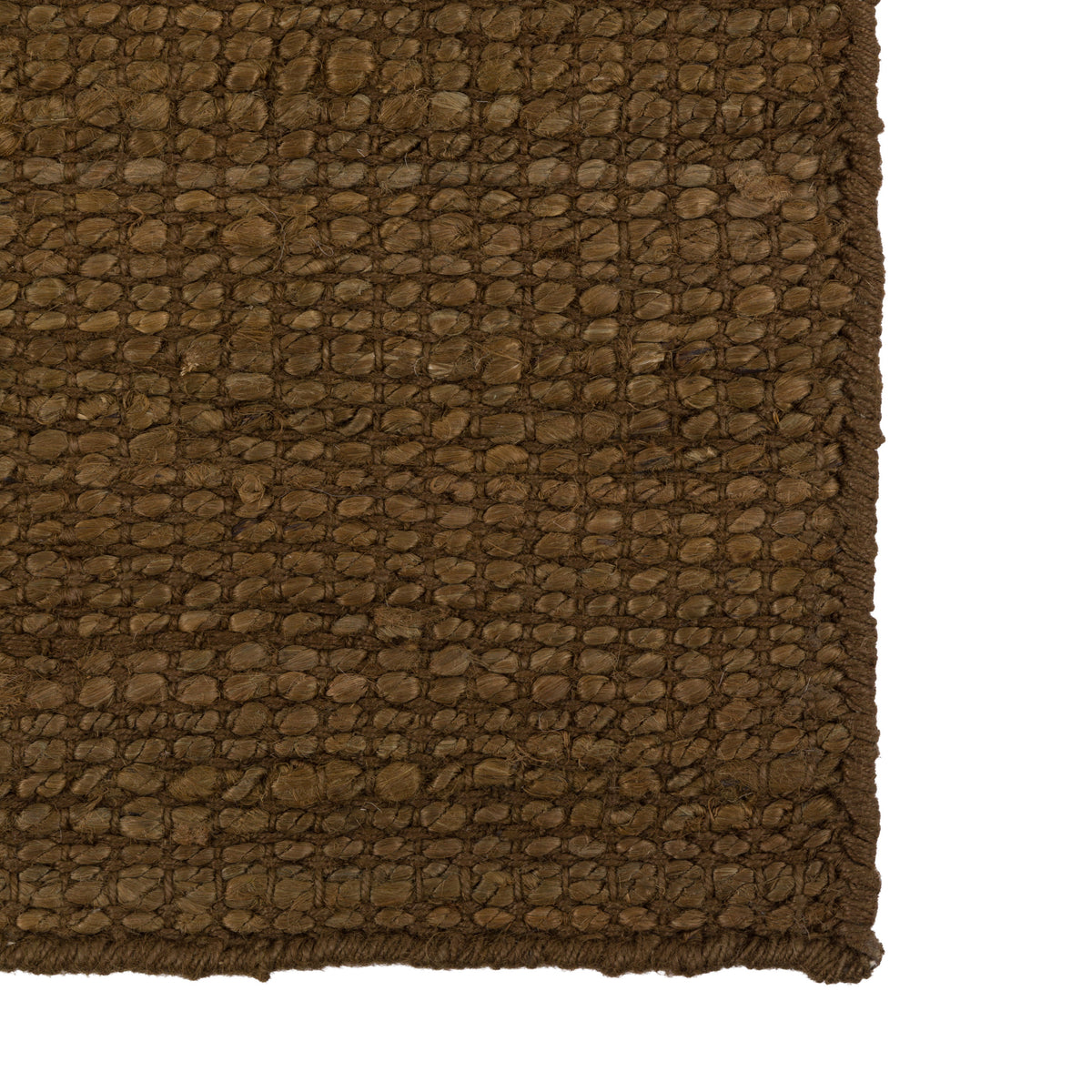 Gallery Direct Luma Rug Chocolate - corner and edge showing woven texture and finishing