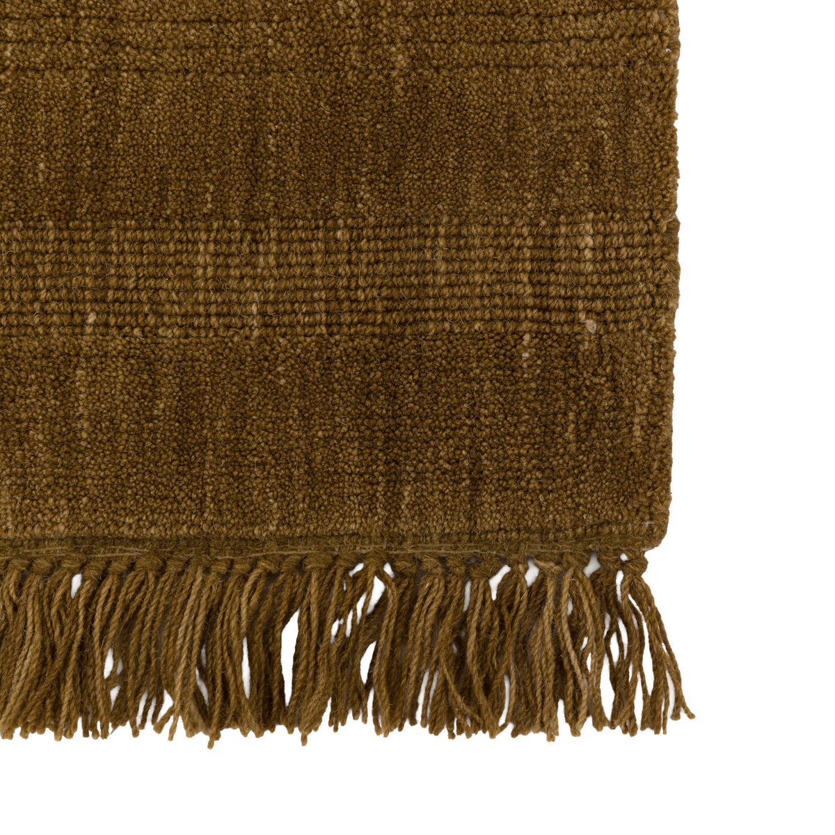 Gallery Direct Malin Rug Olive - corner and edge showing woven texture and finishing